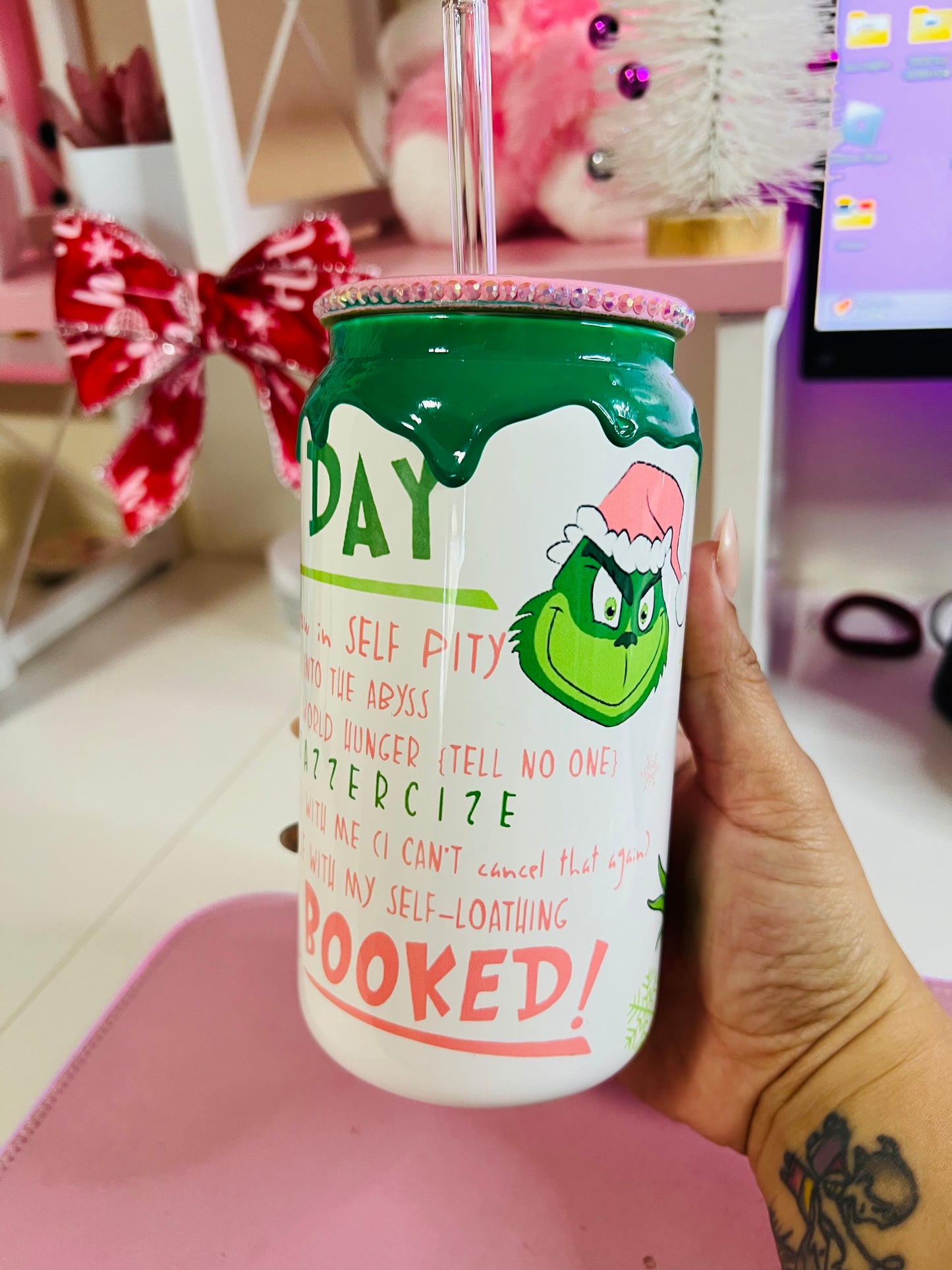 Christmas grinch, Glass can!!
