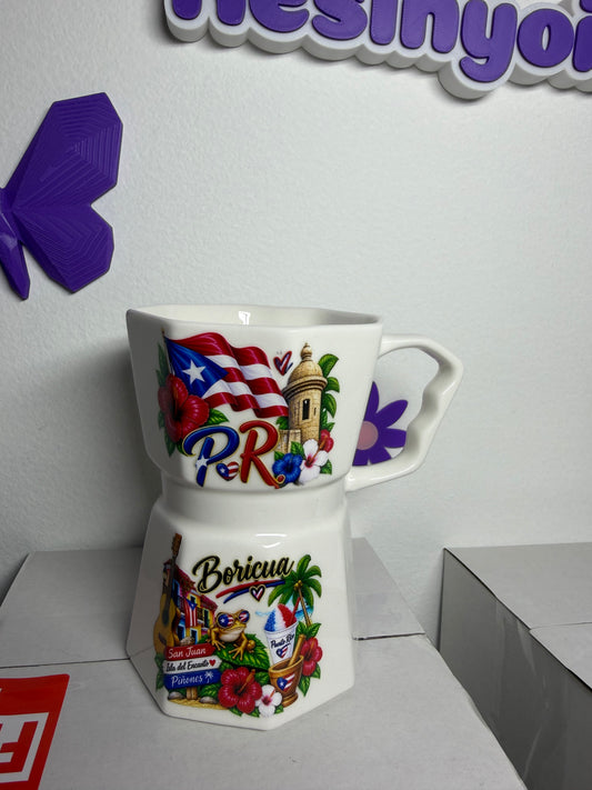 Taza estilo cafetera 12 oz Puerto Rico!