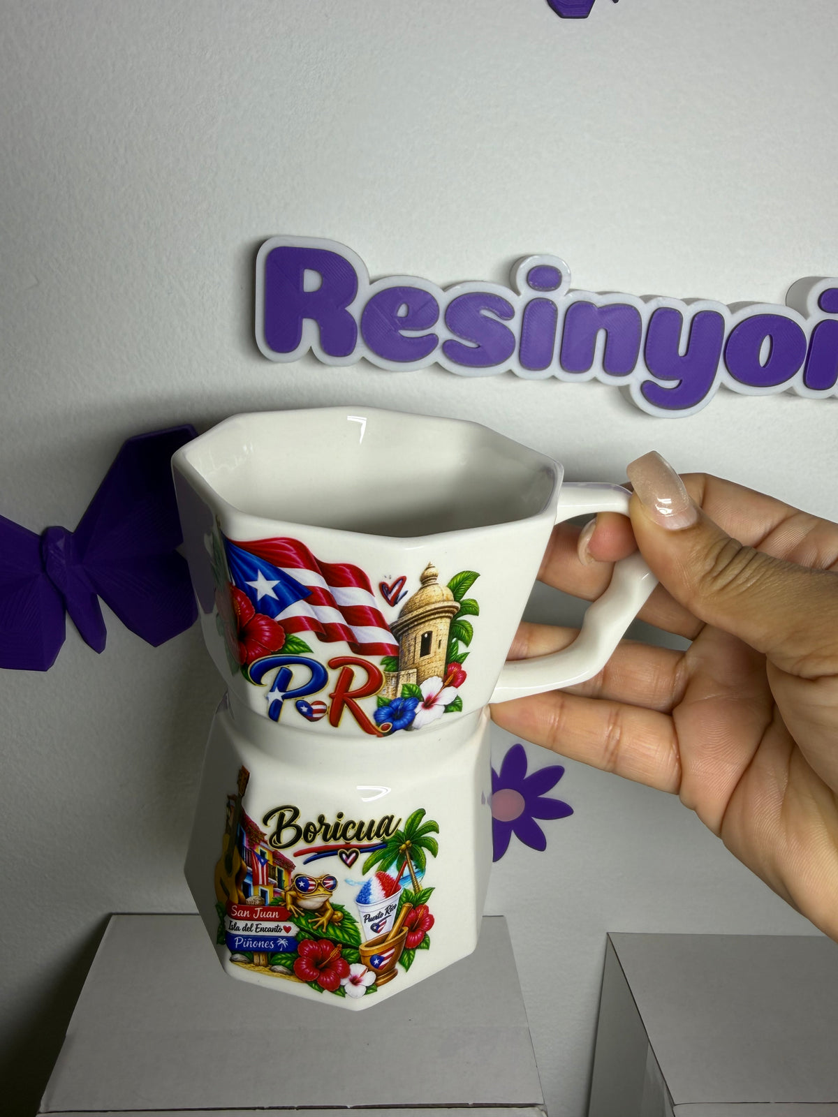 Taza estilo cafetera 12 oz Puerto Rico!